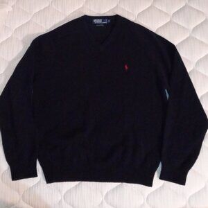Polo Ralph Lauren Hunter Navy Blue Sweater Men's Size M 100% Lambswool